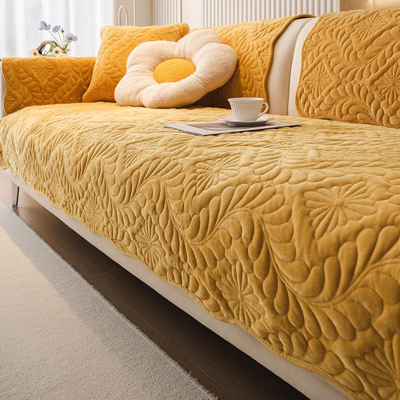 Sofa Cushion Simple Winter Plush Light Luxury Style Cushion Thickened Anti-Slip Leather Sofa Cover Cover Cloth Universal