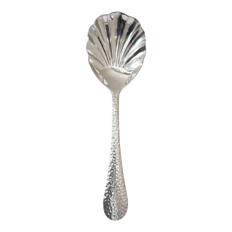 Food Serving Spoon with a Broad Shell-Form Bowl Stainless Steel for Gathering and Transferring Soups, Rice, and Casseroles