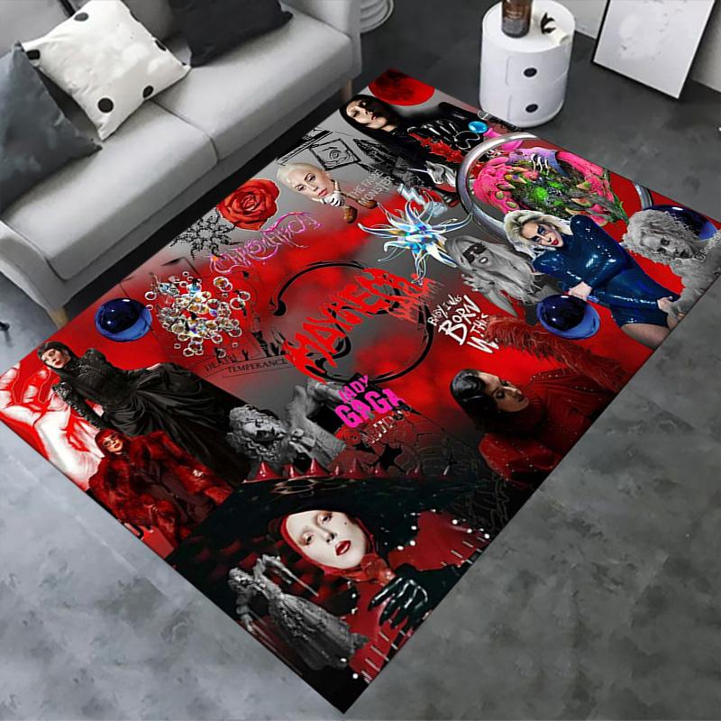 Gaga Poster Teppich für Wohnzimmer Schlafzimmer Zuhause Sofadekoration, Kinderspiel Rutschfeste Bodenmatte