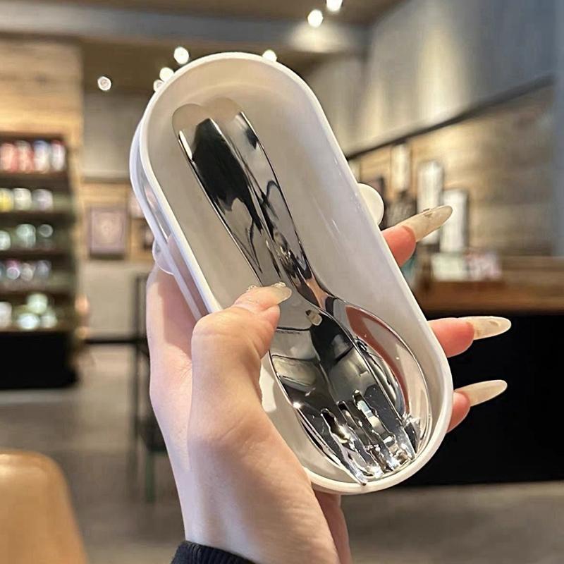 Stainless Steel Spoon Fork Set Short Handle Children'S Tableware Household Baby Food Spoon Soup Spoon