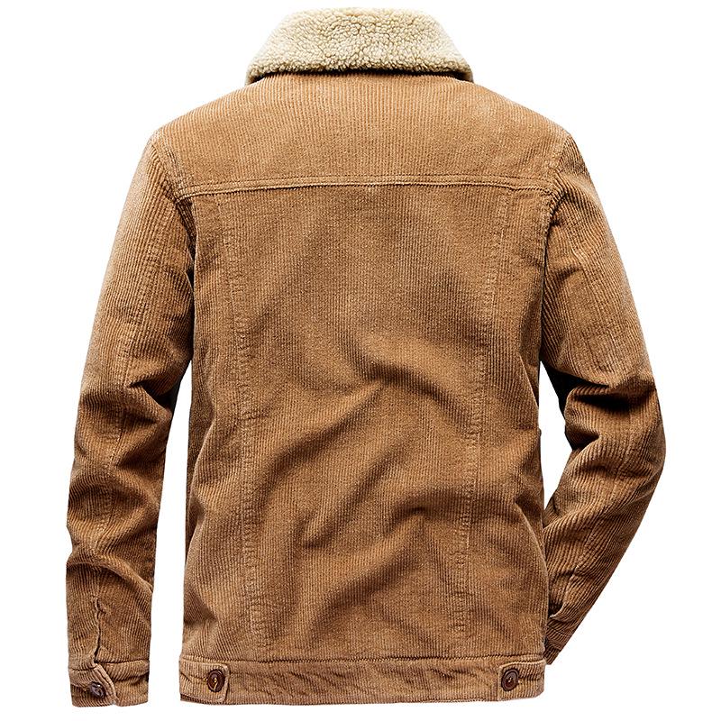 Men's Retro Corduroy Lambswool Jacket - Thickened, Fleece-Lined Cotton-Padded Coat for Autumn and Winter.