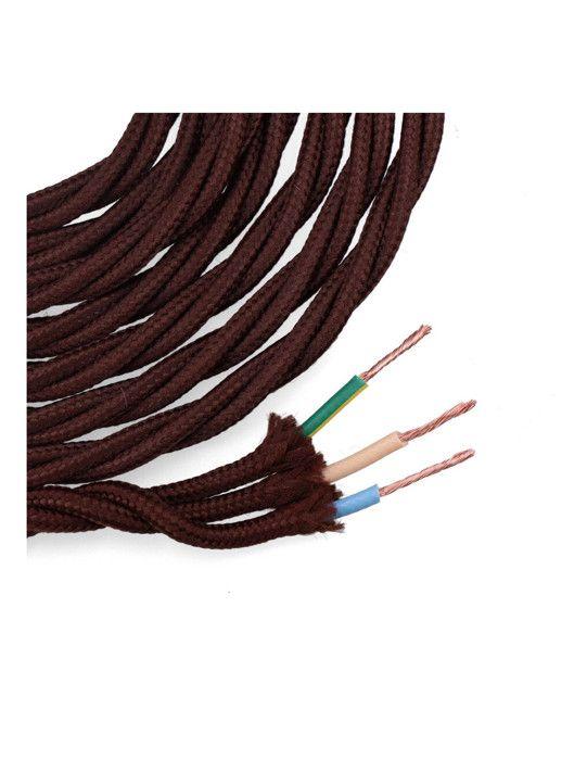 Câble - Textile - Torsadé 3x1mm - Marron - 5m - Multiconducteur