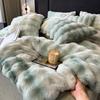 2025 Winter Coral Velvet Bedding Set: Plush Imitation Rabbit Fur Duvet, Fitted Sheet, Bed Sheet, Thickened for Warmth