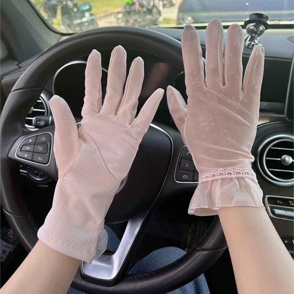 Anti Slip Lace Gloves Mesh Women Gloves Sweet Ice Silk Gloves  Outdoor