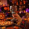 Gothic Skull Wine Glass, Hand Painted Skeleton Goblet, Day of The Dead Decor, Unique Bar Gift for Halloween