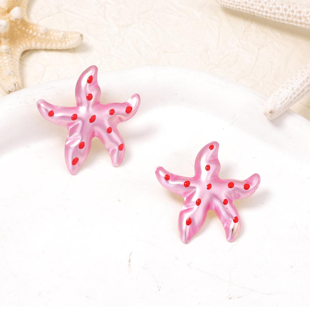Colorful Drop Oil Simple Metal Geometric Starfish Earrings for Women Ocean Leisure Style Exquisite Earrings Jewelry Accessories