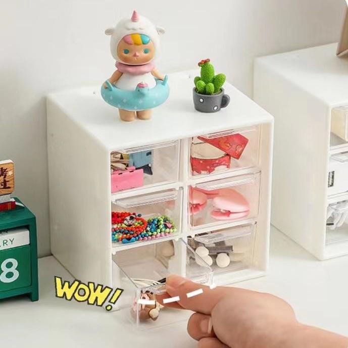 

Cute Nine-Grid Drawer-Style Desktop Organizer for Jewelry and Stationery
