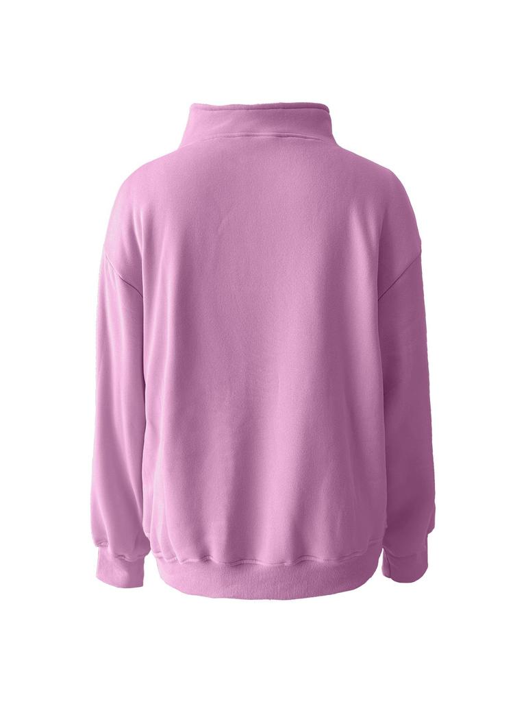 2025 Herbst/Winter Damen Casual Stehkragen Fleece-Sweatshirt mit Taschen und Reißverschluss.