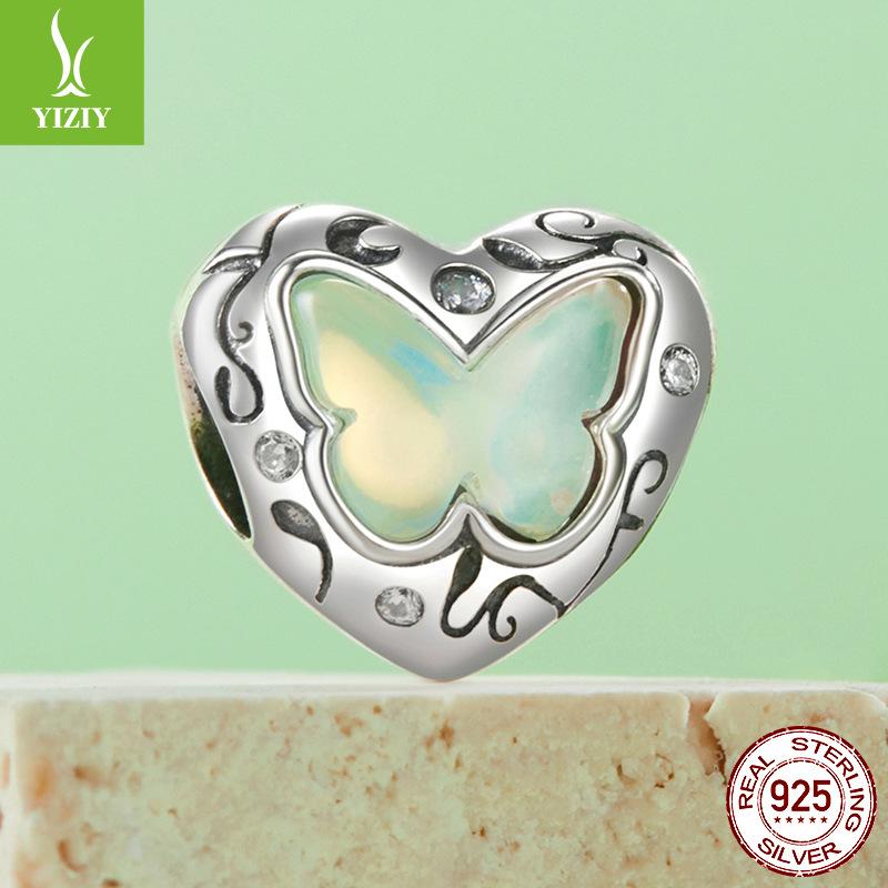 Diy Bracelet Beaded Accessories Wizard Of Oz Butterfly Butterfly Heart 925 Silver Beads Loose Beads