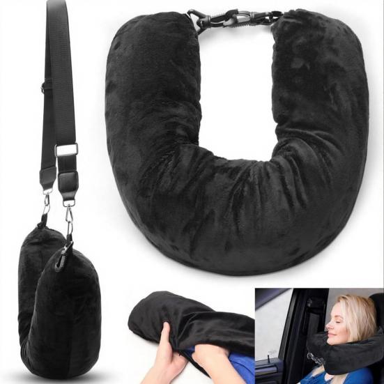 Stuffable Travel Pillow Packable Clothes Fillable Storage Bag Portable Soft Velvet Neck Pillow Case Cover Airplane Travel Essentials