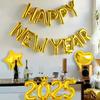 15pcs2025 Crown Number Foil Balloons, Happy New Year Letter Balloons, Suitable for New Year's Eve Party, Christmas Party