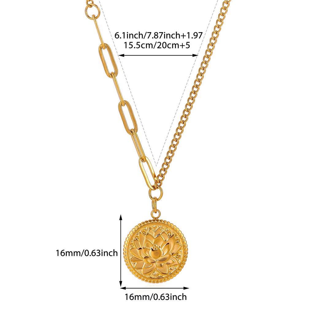 Stainless Steel Elegant Necklace For Women Girl Birthday Gold Color Flower Charm Geometry Hollow Choker Collars Jewelry Her Gift