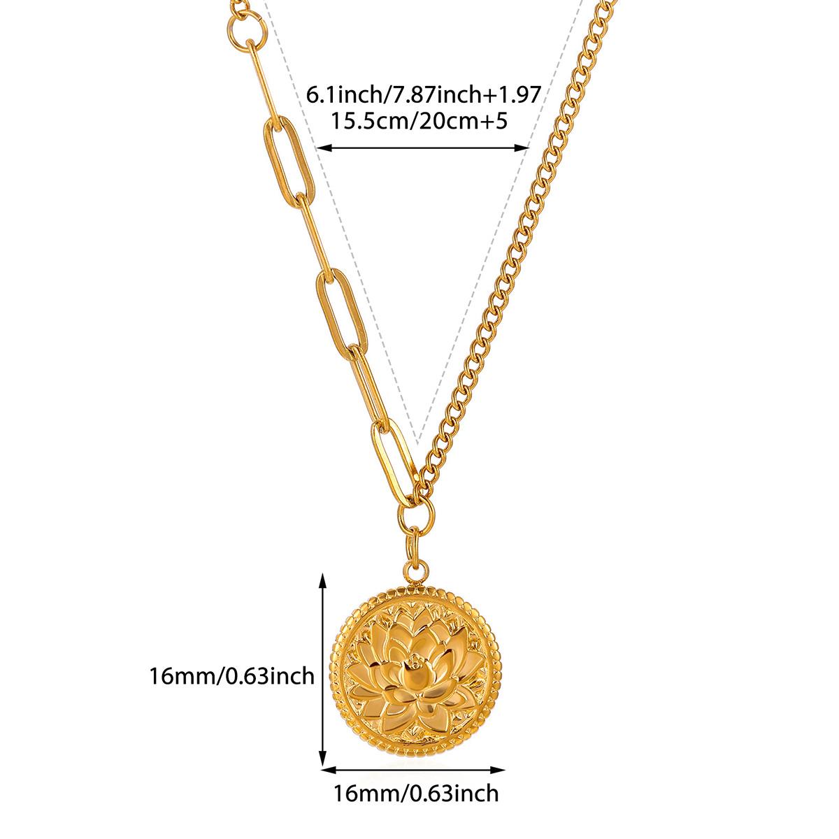 

Stainless Steel Elegant Necklace For Women Girl Birthday Gold Color Flower Charm Geometry Hollow Choker Collars Jewelry Her Gift