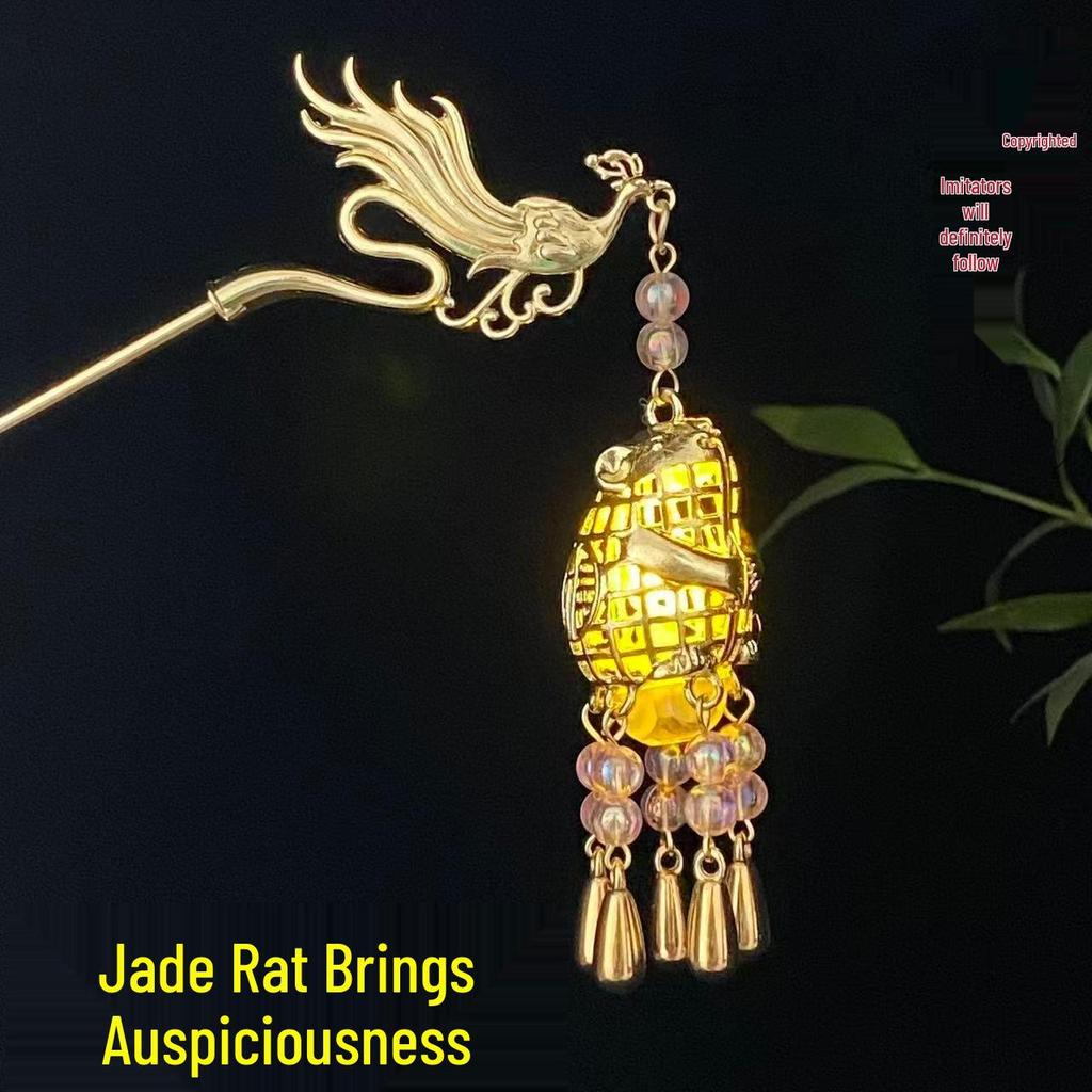 Ancient Style Luminous Hairpin: High-End Alloy Lantern Design for Hanfu Skirts