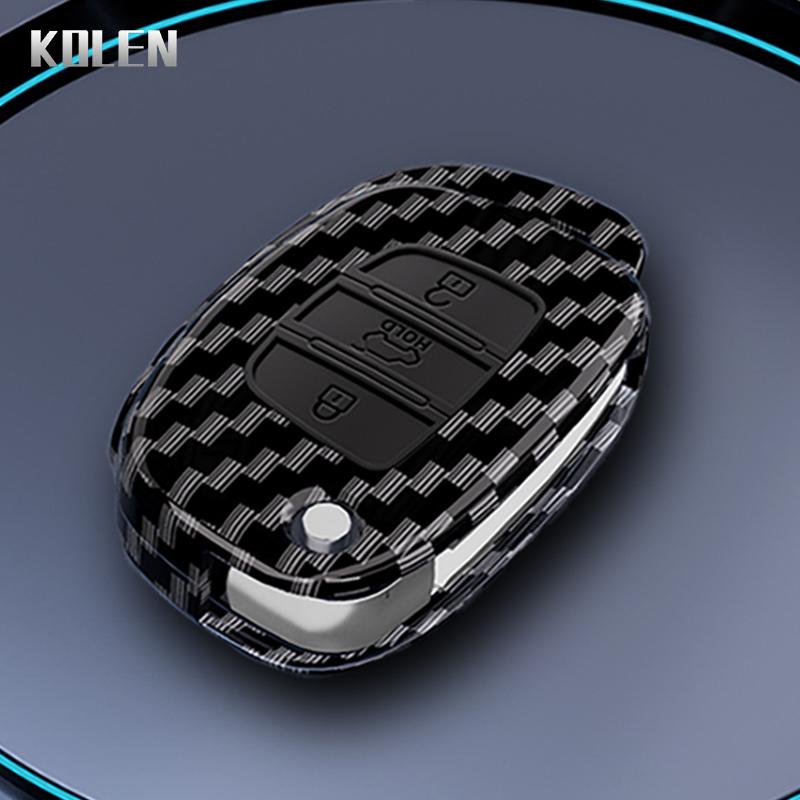 Abs Carbon Fiber Style Car Key Case Cover For Hyundai Solaris Creta Ix25 Kona Tucson Santa Fe Sonata Elantra Ix35 I20 Hb20 Ix45