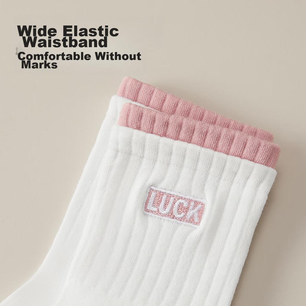 MiiOW Women's Socks for Autumn And Winter, 100% Pure Cotton Embroidery Mid-Calf Socks, And Odor-Resistant Women's Socks, 2025 New Product, 5 Pairs