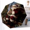1pc Sturdy 8-Bone Auto Umbrella, Christmas Festive Santa Snowman Umbrella, Digital Printed, Foldable Umbrella for On-the-Go Outdoor Use