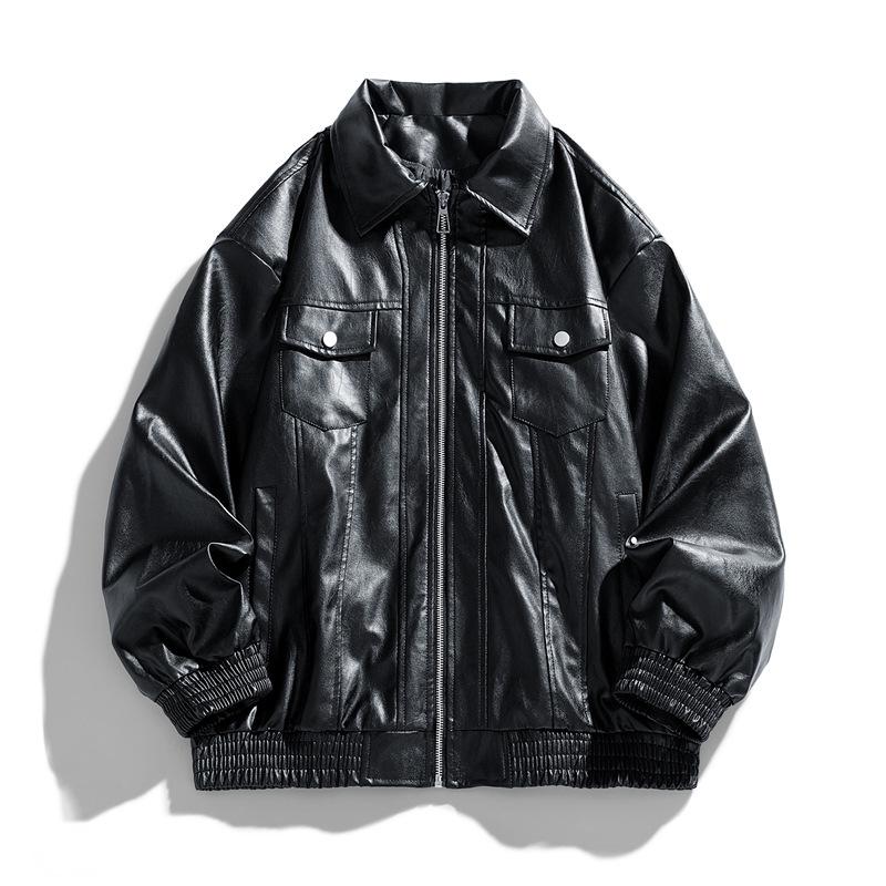 

Men’s Faux Leather Motorcycle Jackets Casual Outdoor Bomber Jacket Vintage Coats Outwear Lightweight Motorcycle PU Leather Outwear Jacket for Men M