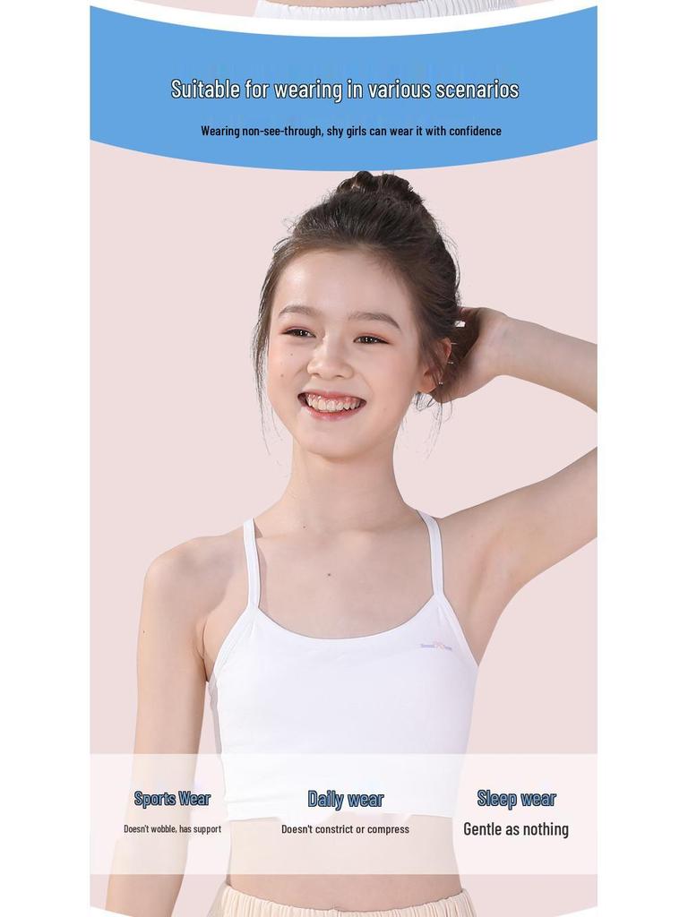 Girls' Anti-Bulge Vest Bra for Ages 7-12 - Ideal for Puberty and School