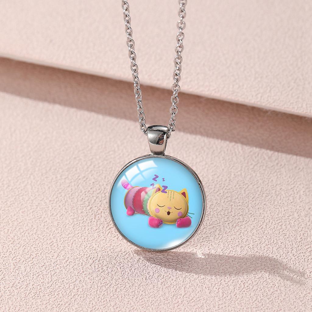 Gabby's Dollhouse Geometric Alloy Necklace With Colorful Gemstone Pendant For All Styles