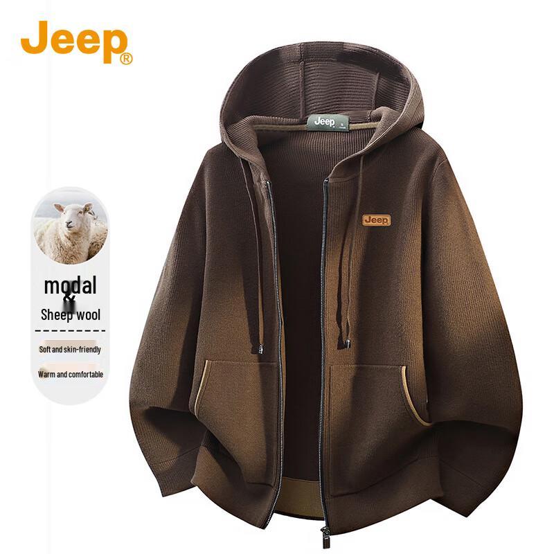 

JEEP Men s Modal & Wool Hooded Knit Cardigan 2XL