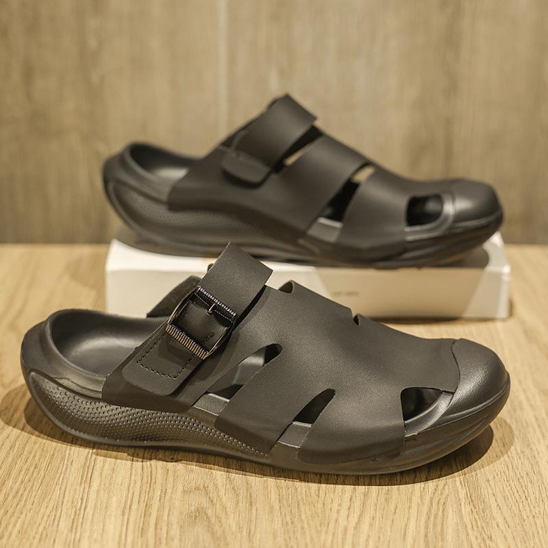 Men Wearing Birkenstock Half Slippers Are Light And Breathable, Lazy People Pedal Office Men'S Driving Sandals