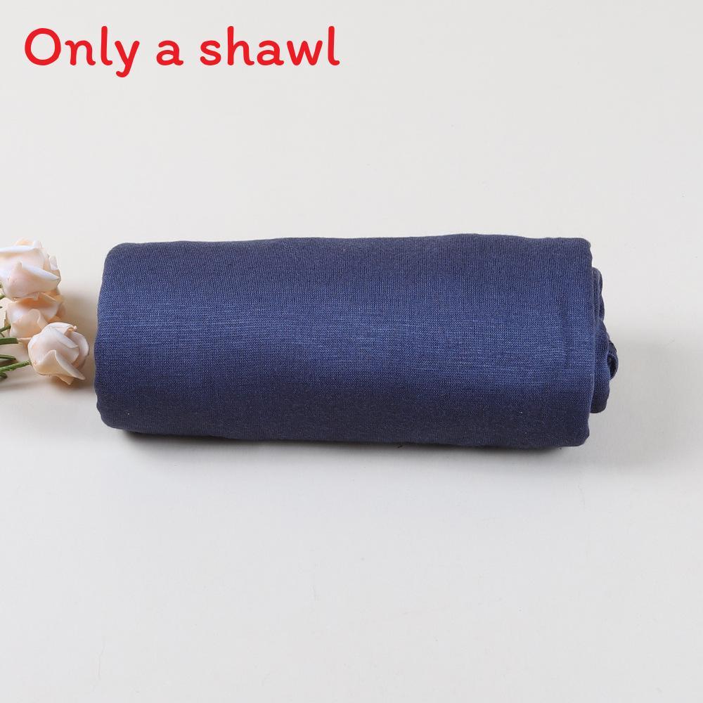 

Silk Cotton Womens Headscarf Ethnic Style Shawl For All Seasons Fashion Accessory Navy Blue