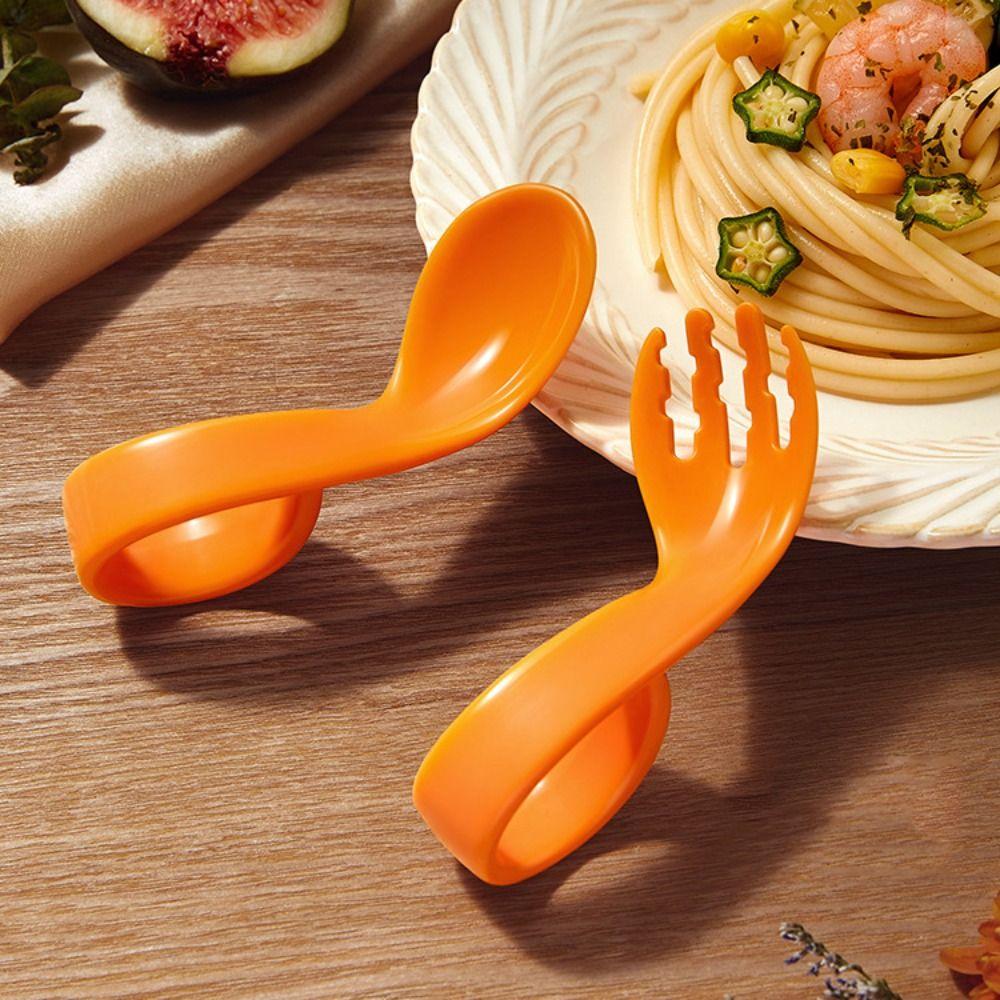 Fork Spoon Supplement Tool Curved Fork Eat Training Baby Spoon Fork Auxiliary Spoon Elbow Spoon