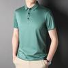 Summer Young Men's Half-sleeved Mulberry Silk Lapel Short-sleeved Polo Shirt Casual Solid Color Short-sleeved Men's T-shirt