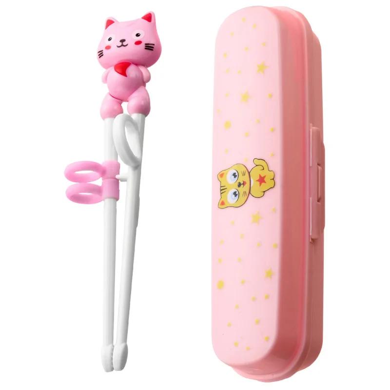 

1 пара обучающих палочек для еды, корректирующих милые кошачьи детские китайские палочки для еды, обучающие пластиковые кухонные столовые приборы