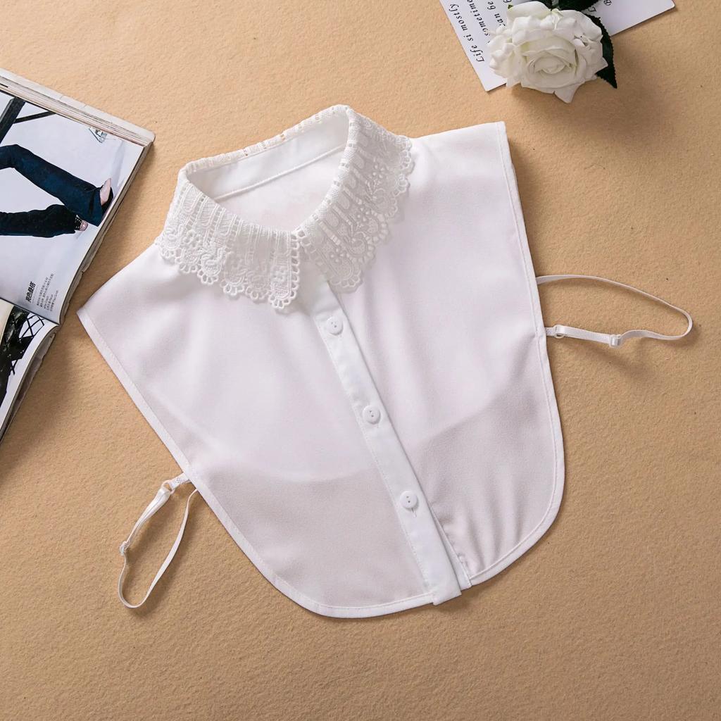 Fashion White Fake Collars for Womens Shirt Detachable Collar False Collar Lapel Turn Down Blouse Top Tie Sweater Accessories
