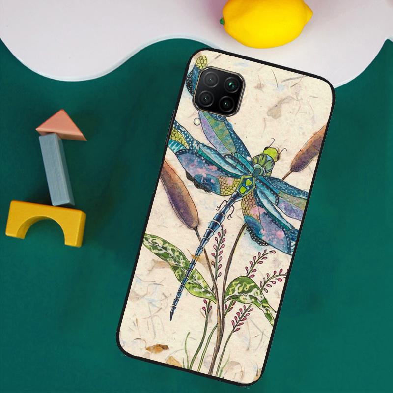 Luxury Dragonfly For Huawei Nova Y73 Y72 Y70 Y90 Y60 Y61 Y91 12s 12i 11i 8i 9 10 SE P40 Lite P30 P60 Pro Case