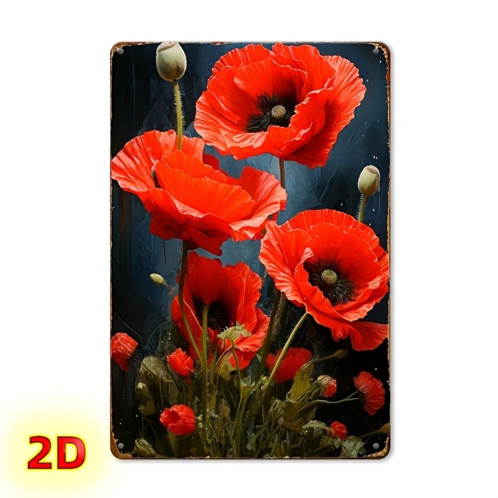 

Red Flower Commemorative Metal Wall Art, a Tribute to Eternal Heroes. indoor and outdoor, ideal for rooms, coffee,dormitorie 20x30cm（7.8x11.8inch）
