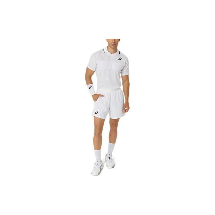 Asics Match Actibreeze Polo Shirt Printed Logo Solid Color Comfortable Short Sleeve Polo Men tops Bright-White 2041A283-100