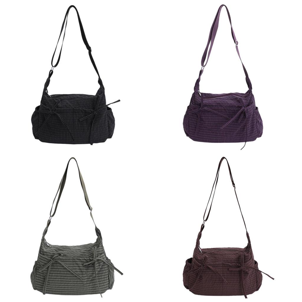 Nylon Urban Minimalist Single Shoulder Bag With Tie Closure For Daily Use
