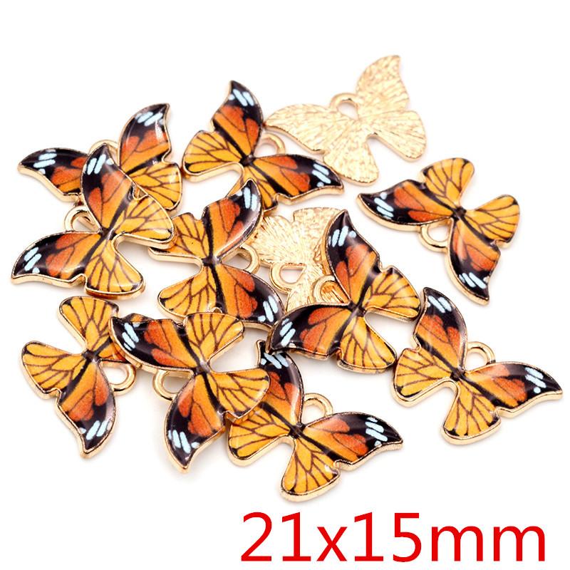 10pcs 21x15mm 19x16mm Colorful Butterfly Charms Pendant Enamel Metal Charms Necklace Bracelet DIY Jewelry Making Accessories