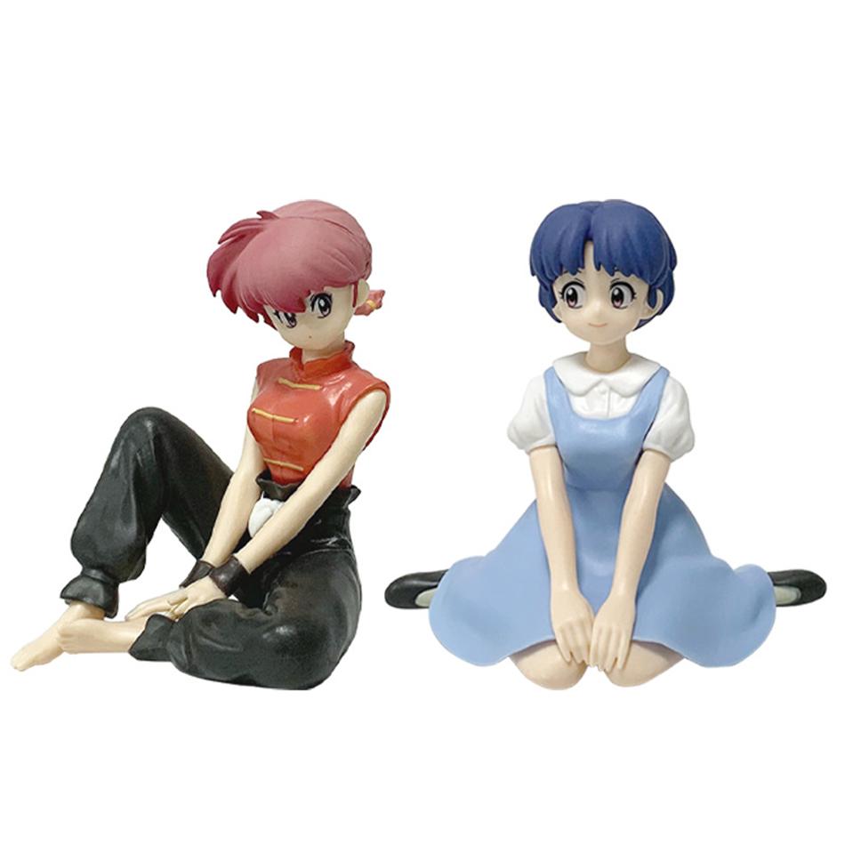 NEW In Stock 10CM Ranma 1/2 Tendou Akane Ranma PVC Anime Figure Periphery Kawaii Sitting Toys Desktop Car Ornaments Model Gifts