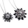 Michel Jone Zirkon Schwarze Dahlie Halsketten Vintage Blume Kristall Kupferlegierung Anhänger Halskette mit Perlen Schmuck Für Frauen Geschenk