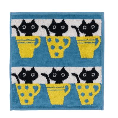 Atsuko Matano Mini Towel 25x25cm Washable Soft Cotton Untwisted Yarn for a Plump Finish Shirring MT3658 Cup MEME Made In Japan Blue