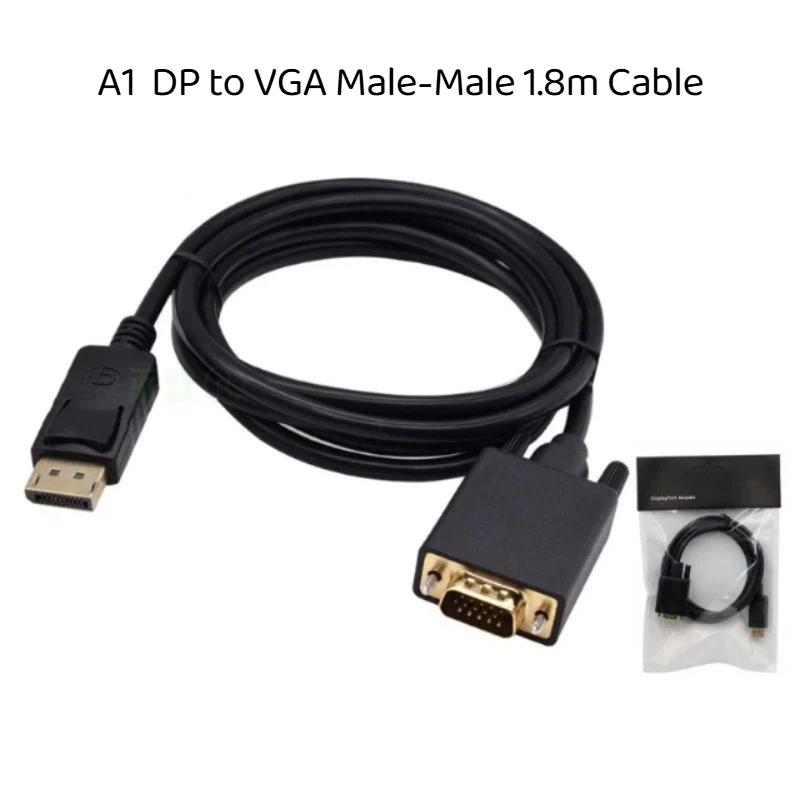 1Pcs 1.8 Meters Dp Male To Vga/Dvi Cable Male Converter Gold-Plated Connector 1080P For Computer Desktop Laptop Pc Monitor
