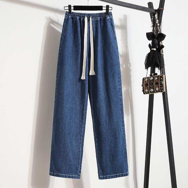 DIMANAF 2022 pantalones vaqueros de verano, pantalones largos para mujer, pantalones básicos elásticos, pantalones vaqueros sueltos informales, pantalones de pierna azul ancho, pantalones casuales, pantalones de talla grande