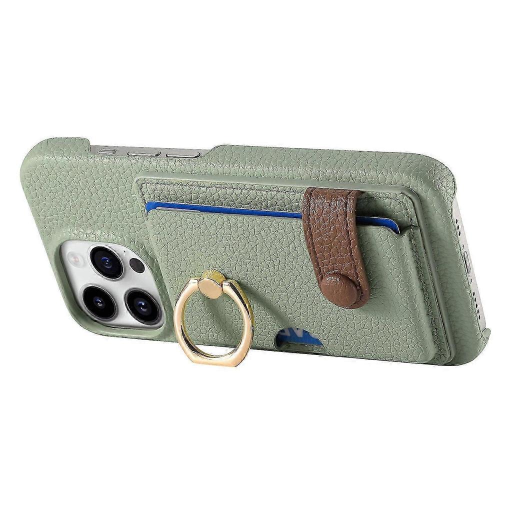 Y2 For a Certain Brand 16 Pro Case with Ring Holder Kickstand and Card Slot Leather Back Cover