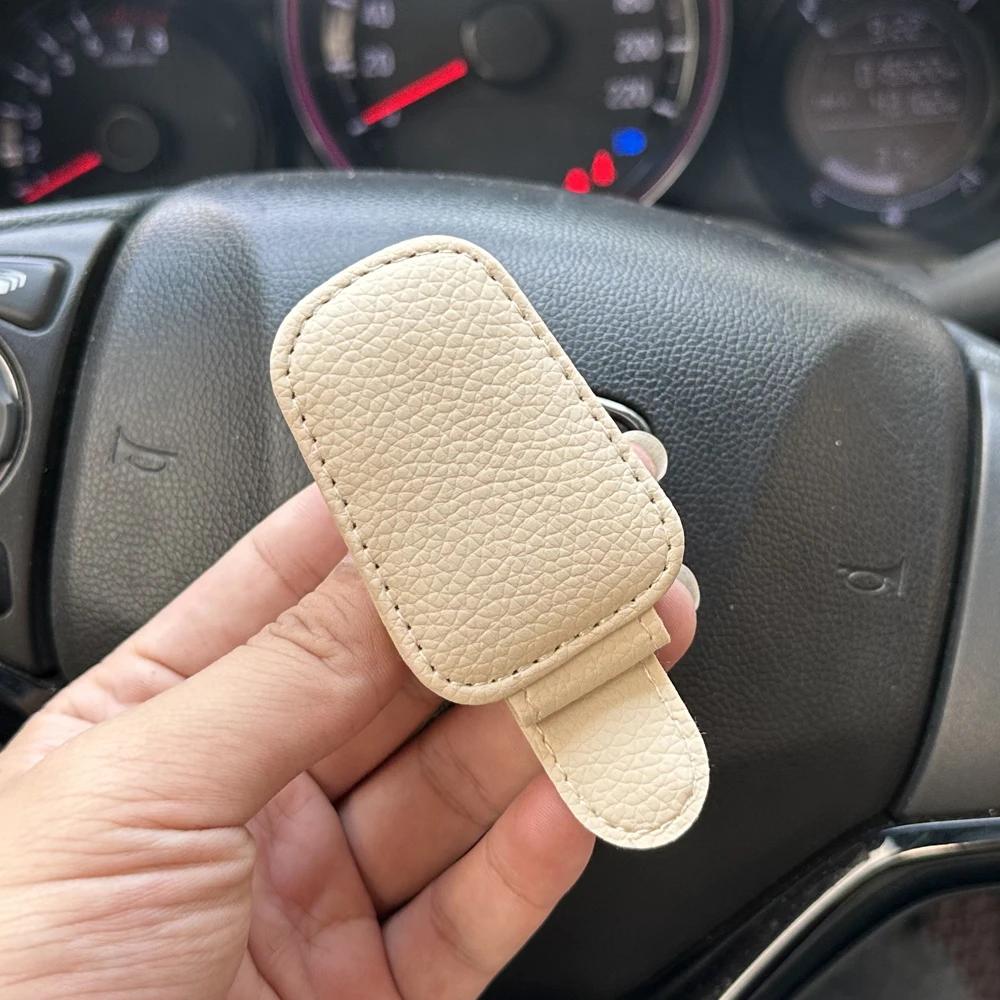 Universal Car Sunglasses Holder Car Magnetic Leather Clip Card Ticket Holder Auto Sun Visor Glasses Box Decoration Accessories