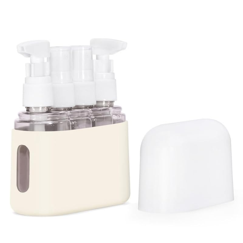 

ideamall travel bottle small bottles travel bottle small container set of 4 (beige)