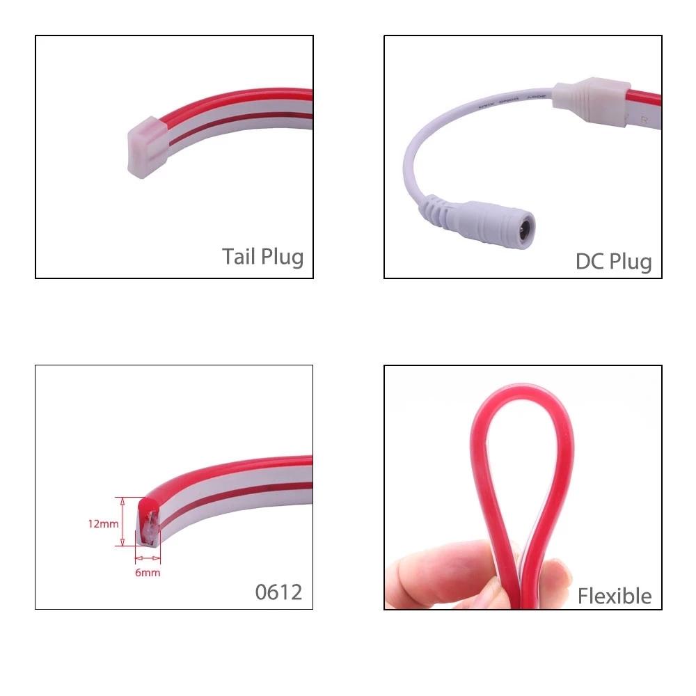 12V DIY 6mm Narrow Neon LED Light Strip 2835SMD 120LEDs/M IP67 Waterproof Soft Light Bar Shape DC12V Indoor & Outdoor Decoration