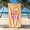 1pc La Dolce Vita Striped Beach Towel Polyester 2D Quick Dry Soft Lightweight Travel Towel Unisex for Swimming Surfing Camping