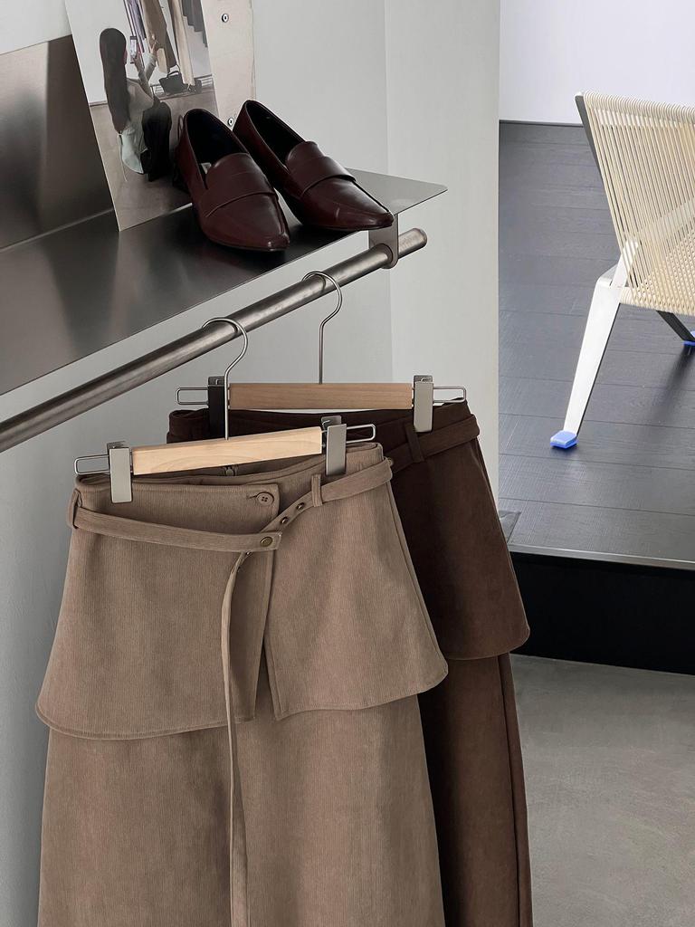 Korean Style Fleece-Lined Slimming Midi Skirt for Women – Winter Versatile 0253
