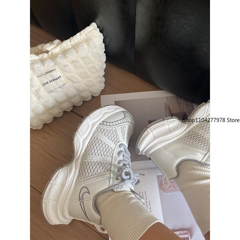 Fashion Women's Sneakers Heightened Breathable Fashion Dad Shoes Casual Platform Mesh Shoes Summer Women's Flats New Popular Trend