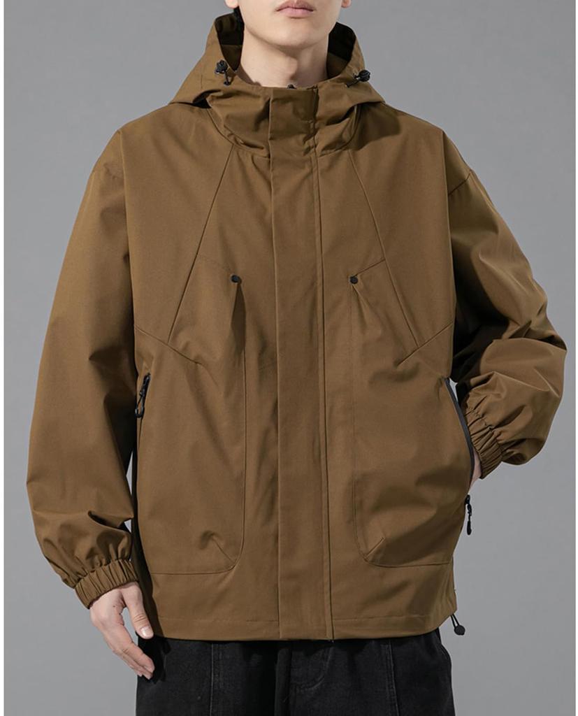 OKJCON Solid Color Plus Size Men's Autumn/Winter Coat, Casual, Business, Stylish, (2XL, Brown)