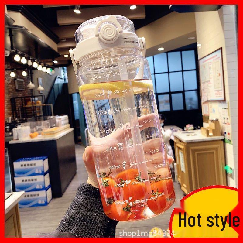 Large Capacity Summer Sports Water Bottle - High Temp Resistant Plastic with Scale for Men and Women 2000ml